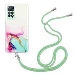 For Xiaomi Redmi Note 11 Pro Global Hollow Marble Pattern TPU Shockproof Phone Case with Neck Strap Rope(Green)