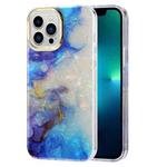 For iPhone 13 Electroplating Shell Texture Marble Phone Case(Blue White B6)