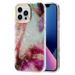 For iPhone 13 Pro Max Electroplating Shell Texture Marble Phone Case (Purple White B7)