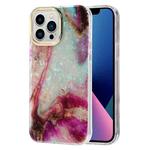 For iPhone 12 / 12 Pro Electroplating Shell Texture Marble Phone Case(Purple White B7)