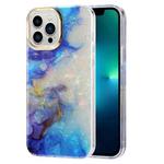 For iPhone 12 Pro Max Electroplating Shell Texture Marble Phone Case(Blue White B6)