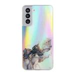 For Samsung Galaxy S22+ 5G Laser Marble Pattern Clear TPU Protective Phone Case(Black)