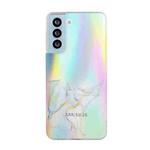 For Samsung Galaxy S22+ 5G Laser Marble Pattern Clear TPU Protective Phone Case(Grey)
