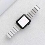 Ceramic One-bead Steel Strap Watch Band For Apple Watch Series 8&7 41mm / SE 2&6&SE&5&4 40mm / 3&2&1 38mm(White Silver)