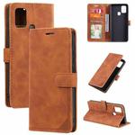 For Samsung Galaxy A21s Skin Feel Anti-theft Brush Horizontal Flip Leather Phone Case(Brown)