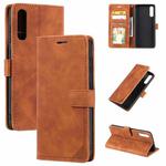 For Samsung Galaxy A70 Skin Feel Anti-theft Brush Horizontal Flip Leather Phone Case(Brown)