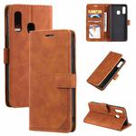 For Samsung Galaxy A40 Skin Feel Anti-theft Brush Horizontal Flip Leather Phone Case(Brown)