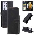 For Samsung Galaxy S21 Ultra 5G Skin Feel Anti-theft Brush Horizontal Flip Leather Phone Case(Black)