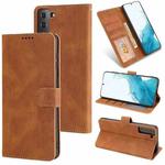 For Samsung Galaxy S22 5G Fantasy Classic Skin-feel Calfskin Texture Magnetic Buckle Horizontal Flip PU Phone Leather Case with Holder & Card Slot & Wallet(Brown)