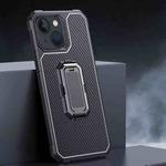 For iPhone 13 Carbon Fiber Texture Phone Case with Holder(Black)