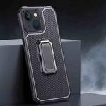 For iPhone 13 mini Carbon Fiber Texture Phone Case with Holder (Black)