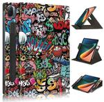 For Xiaomi Mi Pad 5 Pro 11 inch Painted 360 Degrees Rotation Tablet Leather Case with Holder(Graffiti)