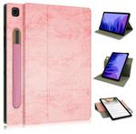 For Samsung Galaxy Tab A7 10.4 2020 Solid Color 360 Degrees Rotation Tablet Leather Case with Holder(Pink)