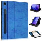 For Samsung Galaxy Tab A7 10.4 2020 Solid Color 360 Degrees Rotation Tablet Leather Case with Holder(Dark Blue)