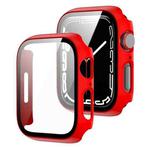 2 in 1 PC Frame + Tempered Glass Protector Case For Apple Watch Series 8 / 7 41mm(Red)