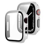 2 in 1 PC Frame + Tempered Glass Protector Case For Apple Watch Series 9 / 8 / 7 45mm(White)
