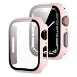 2 in 1 PC Frame + Tempered Glass Protector Case For Apple Watch Series 9 / 8 / 7 45mm(Pink)
