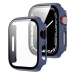 2 in 1 PC Frame + Tempered Glass Protector Case For Apple Watch Series 9 / 8 / 7 45mm(Blue)