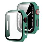 2 in 1 PC Frame + Tempered Glass Protector Case For Apple Watch Series 9 / 8 / 7 45mm(Green)