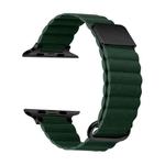 Magnetic Leather Strap Watch Band For Apple Watch Ultra 49mm / Series 8&7 45mm / SE 2&6&SE&5&4 44mm / 3&2&1 42mm(Black Buckle Green)