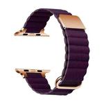 Magnetic Leather Strap Watch Band For Apple Watch Ultra 49mm / Series 8&7 45mm / SE 2&6&SE&5&4 44mm / 3&2&1 42mm(Rose Gold Buckle Crimson Cherry)