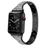 Diamond Encrusted Leather Strap Watch Band For Apple Watch Ultra 49mm / Series 8&7 45mm / SE 2&6&SE&5&4 44mm / 3&2&1 42mm(Black)