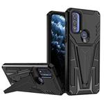 For Motorola Moto G Pure Super V Armor PC + TPU Shockproof Phone Case with Invisible Holder(Black)