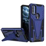 For Motorola Moto G Pure Super V Armor PC + TPU Shockproof Phone Case with Invisible Holder(Blue)