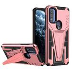 For Motorola Moto G Pure Super V Armor PC + TPU Shockproof Phone Case with Invisible Holder(Rose Gold)