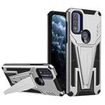 For Motorola Moto G Pure Super V Armor PC + TPU Shockproof Phone Case with Invisible Holder(Silver)