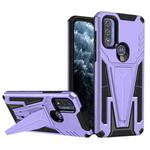For Motorola Moto G Pure Super V Armor PC + TPU Shockproof Phone Case with Invisible Holder(Purple)