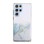 For Samsung Galaxy S22 Ultra 5G Hollow Marble Pattern TPU Precise Hole Phone Protective Case(Grey)