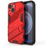 For iPhone 13 mini Punk Armor 2 in 1 PC + TPU Phone Case with Invisible Holder (Red)