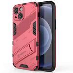 For iPhone 13 Punk Armor 2 in 1 PC + TPU Phone Case with Invisible Holder(Light Red)