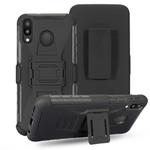 For Huawei P Smart (2019) PC + Silicone Back Clip Sliding Sleeve Protective Case(Black)