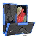 For Samsung Galaxy S22 Ultra 5G Armor Bear Shockproof PC + TPU Phone Case with Ring Holder(Blue)