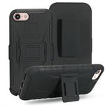For iPhone SE 2022 / SE 2020 / 8 / 7 PC + Silicone Back Clip Sliding Sleeve Protective Case(Black)