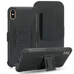 For iPhone XR PC + Silicone Back Clip Sliding Sleeve Protective Case(Black)