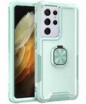 For Samsung Galaxy S21 Ultra 5G 3 in 1 PC + TPU Phone Case with Ring Holder(Mint Green)