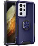 For Samsung Galaxy S21 Ultra 5G 3 in 1 PC + TPU Phone Case with Ring Holder(Navy Blue)