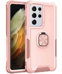 For Samsung Galaxy S21 Ultra 5G 3 in 1 PC + TPU Phone Case with Ring Holder(Pink)