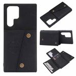 For Samsung Galaxy S22 Ultra 5G Double Buckle PU + TPU Magnetic Phone Case(Black)