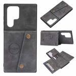 For Samsung Galaxy S22 Ultra 5G Double Buckle PU + TPU Magnetic Phone Case(Grey)