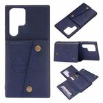 For Samsung Galaxy S22 Ultra 5G Double Buckle PU + TPU Magnetic Phone Case(Blue)