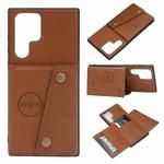 For Samsung Galaxy S22 Ultra 5G Double Buckle PU + TPU Magnetic Phone Case(Brown)