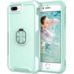 3 in 1 PC + TPU Phone Case with Ring Holder For iPhone 8 Plus & 7 Plus(Mint Green)