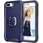 3 in 1 PC + TPU Phone Case with Ring Holder For iPhone 8 Plus & 7 Plus(Navy Blue)