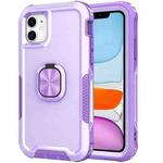 3 in 1 PC + TPU Phone Case with Ring Holder For iPhone 11(Purple)
