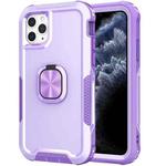 3 in 1 PC + TPU Phone Case with Ring Holder For iPhone 11 Pro(Purple)