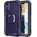 For iPhone X / XS 3 in 1 PC + TPU Phone Case with Ring Holder(Navy Blue)